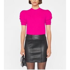 Frame Denim Cashmere Sweater Womens XSmall Short Sleeve Crewneck Magenta